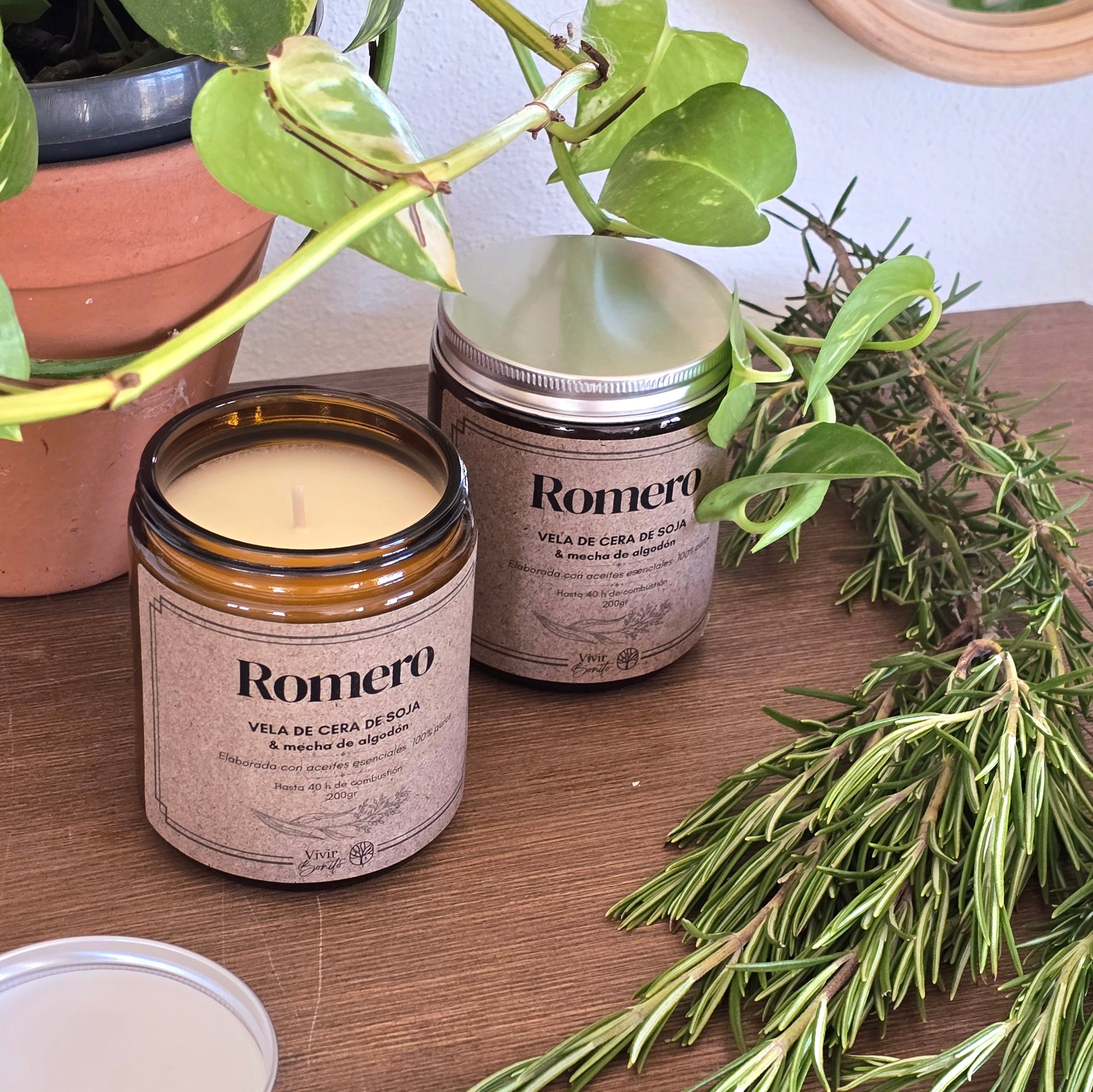 Vela de soja · Romero · 200 g