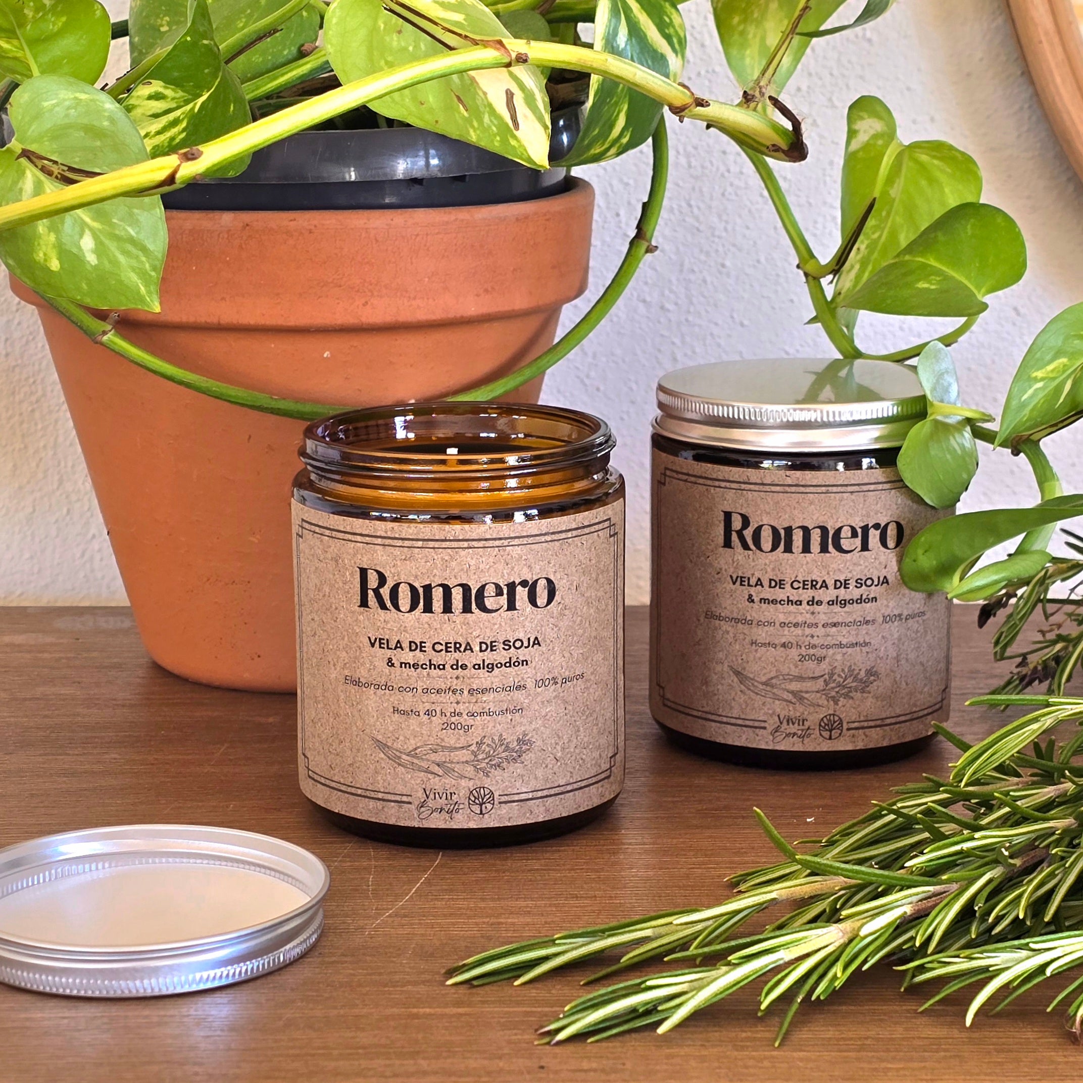 Vela de soja · Romero · 200 g