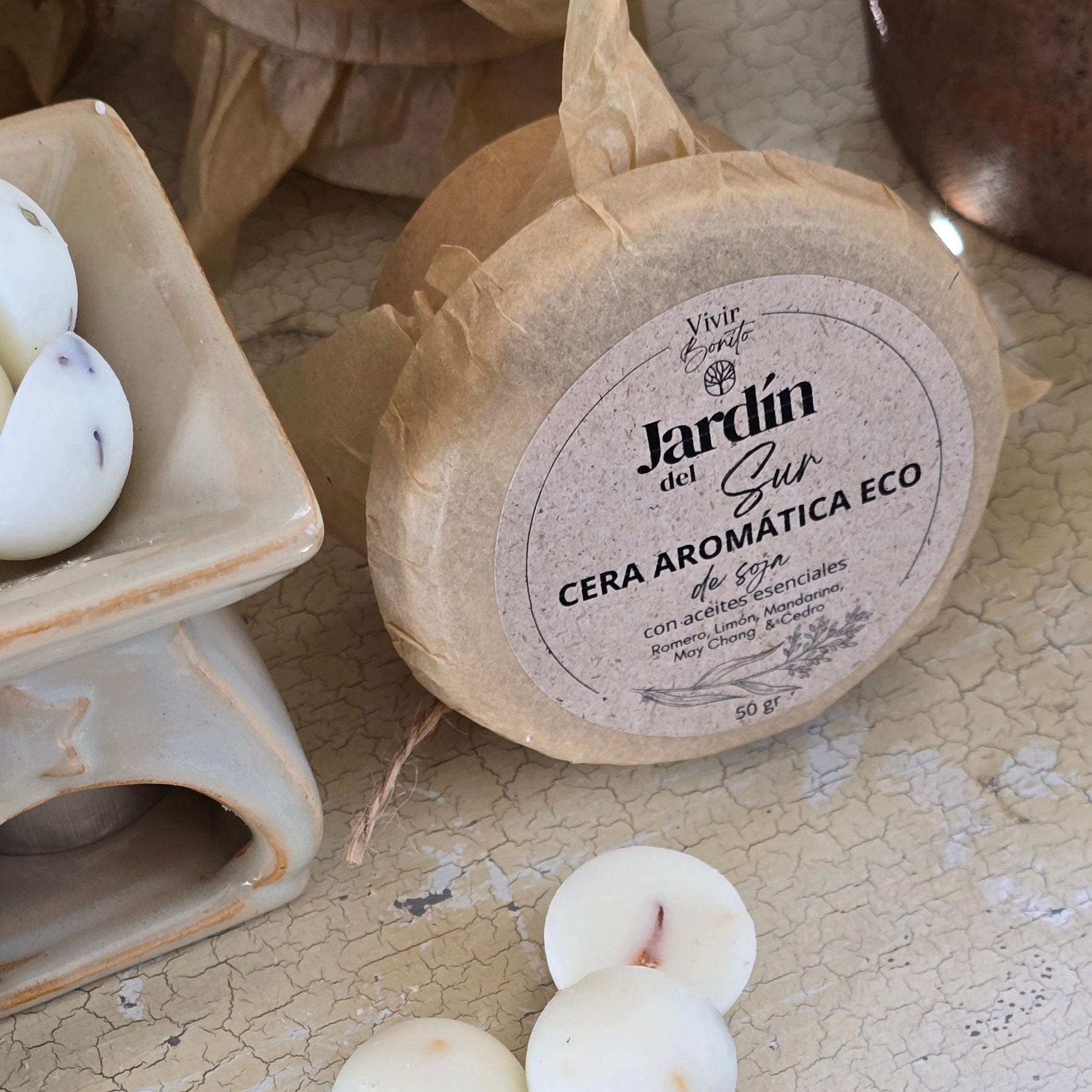 Cera aromática de soja  Eco · Jardín del Sur · 50 gr