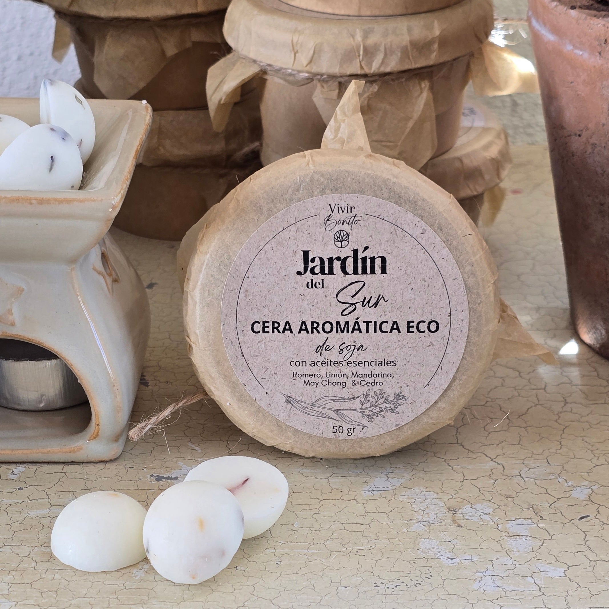 Cera aromática de soja  Eco · Jardín del Sur · 50 gr