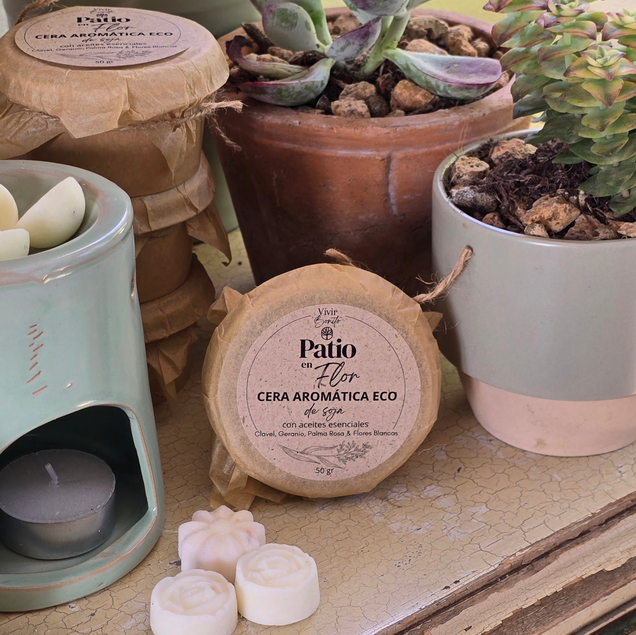 Cera aromática de soja  Eco · Patio en Flor · 50 gr