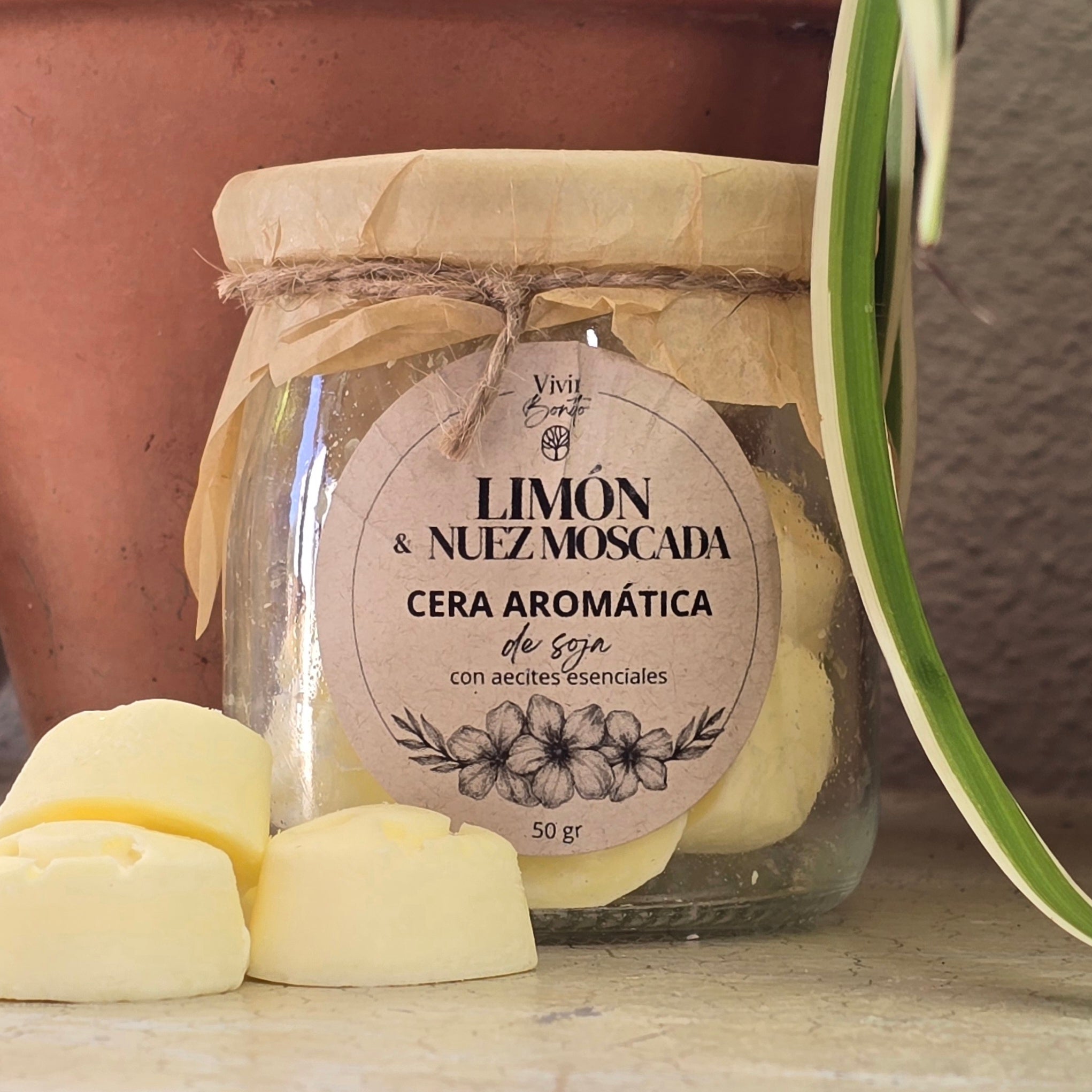 Cera aromática de soja · Limón & Nuez Moscada · 50 gr