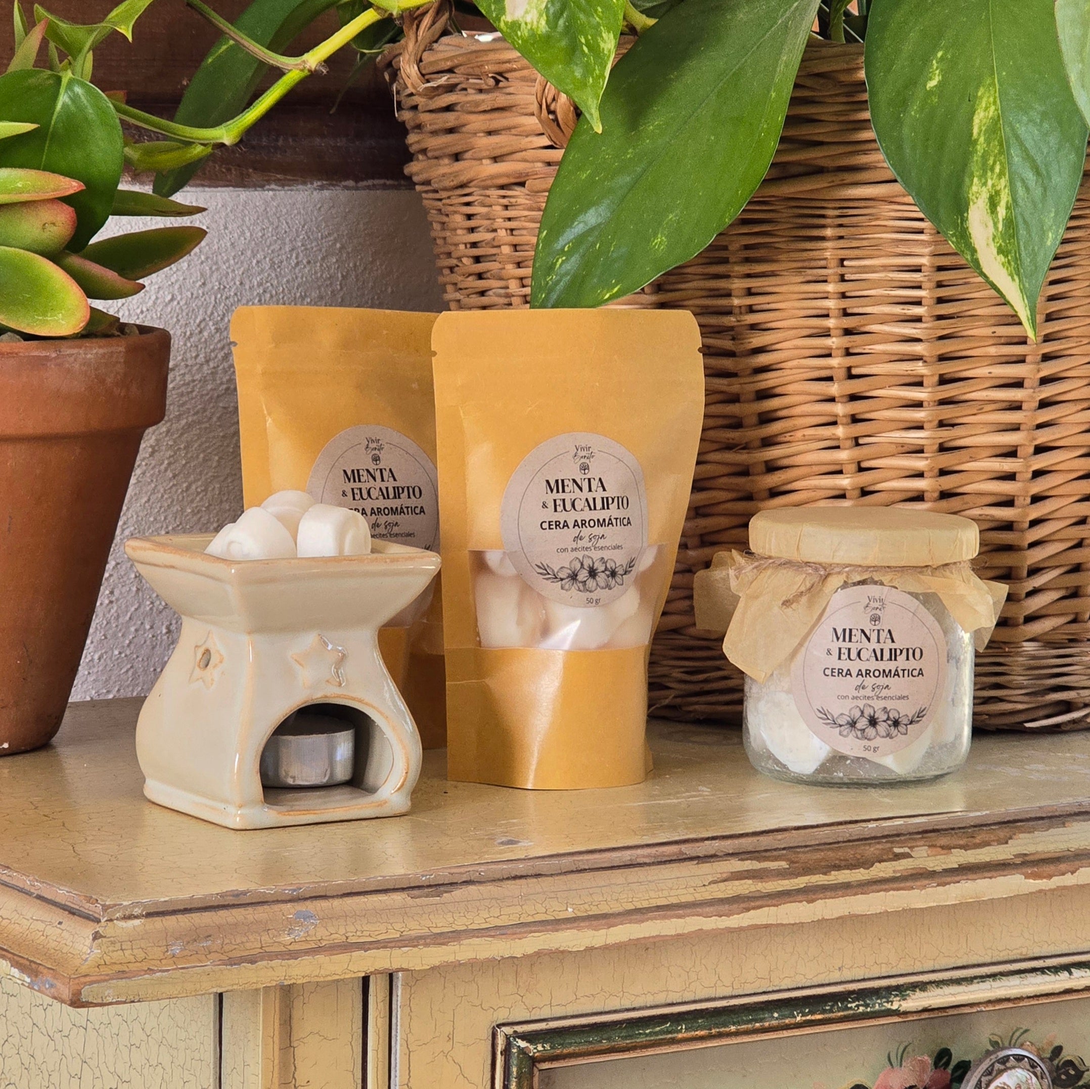 Cera aromática de soja · Menta & Eucalipto · 50 gr