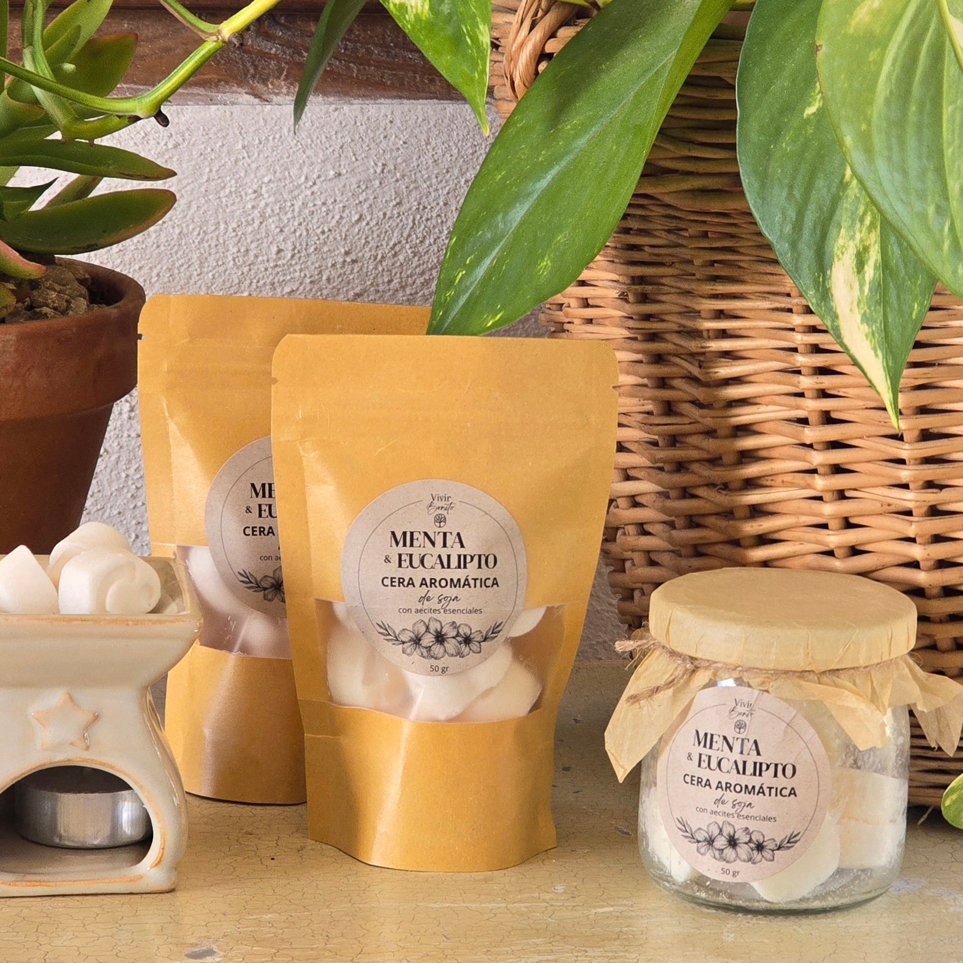 Cera aromática de soja · Menta & Eucalipto · 50 gr