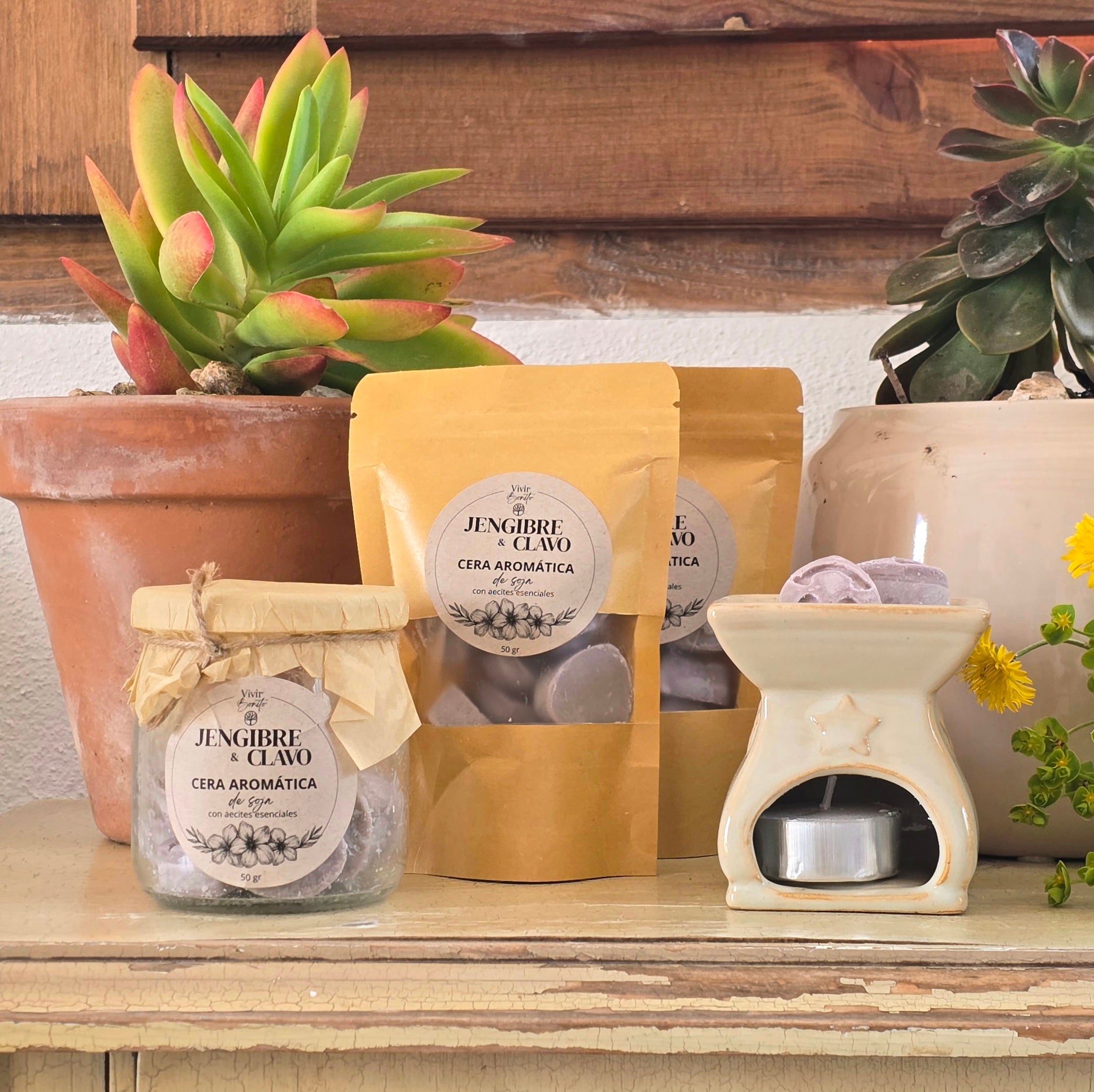 Cera aromática de soja · Jengibre & Clavo · 50 gr