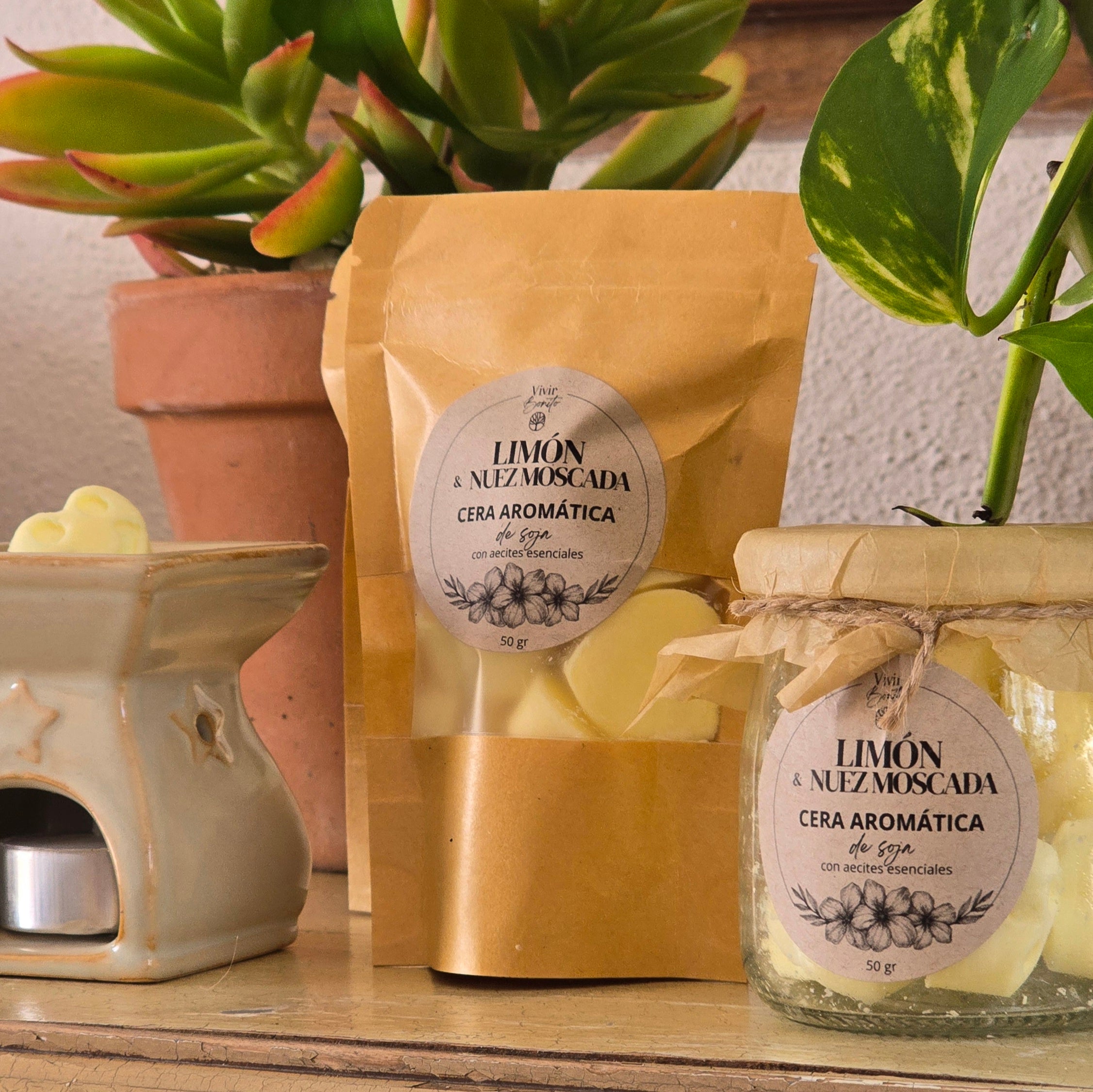 Cera aromática de soja · Limón & Nuez Moscada · 50 gr