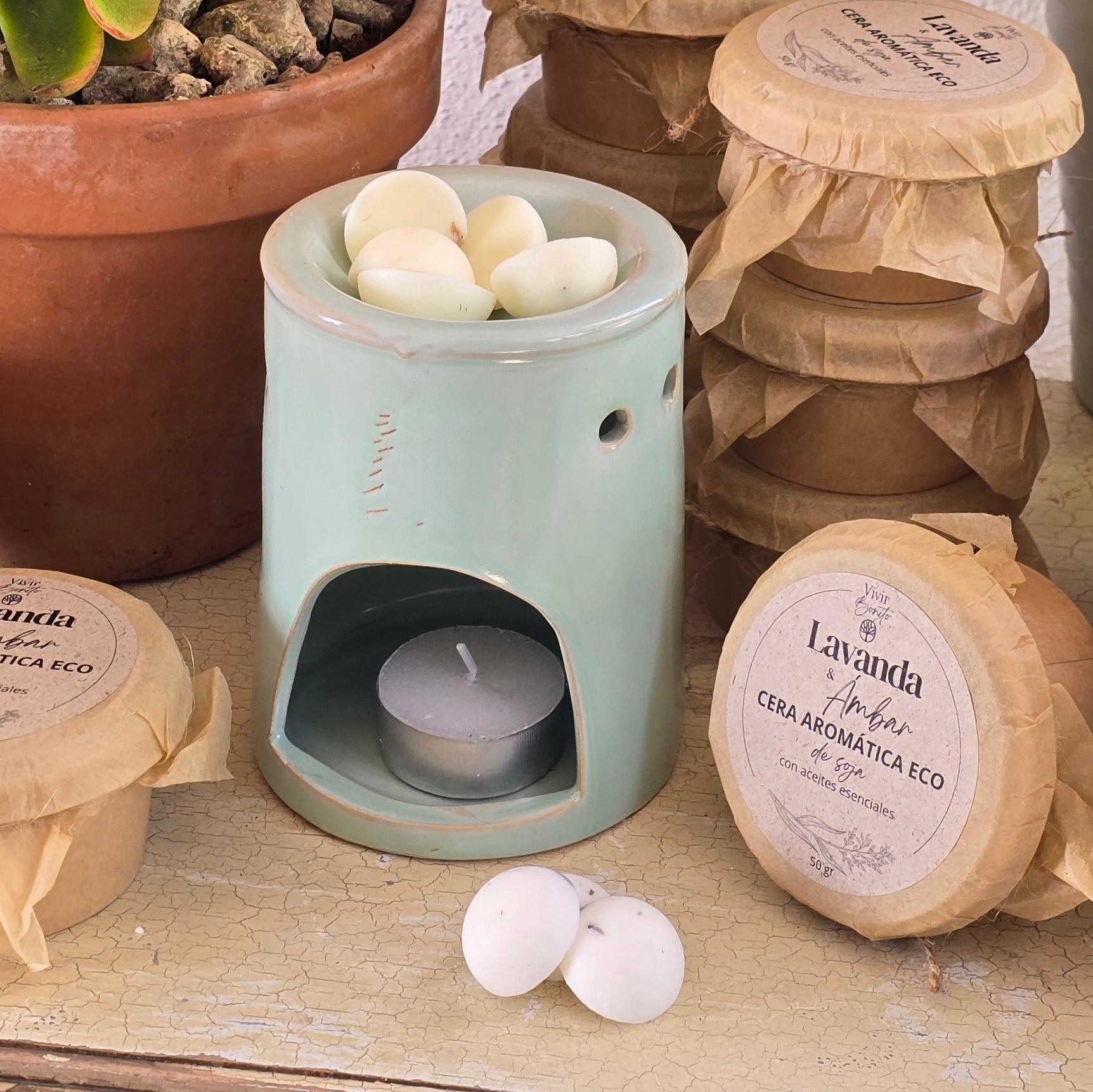 Cera aromática de soja  Eco · Lavanda & Ámbar · 50 gr