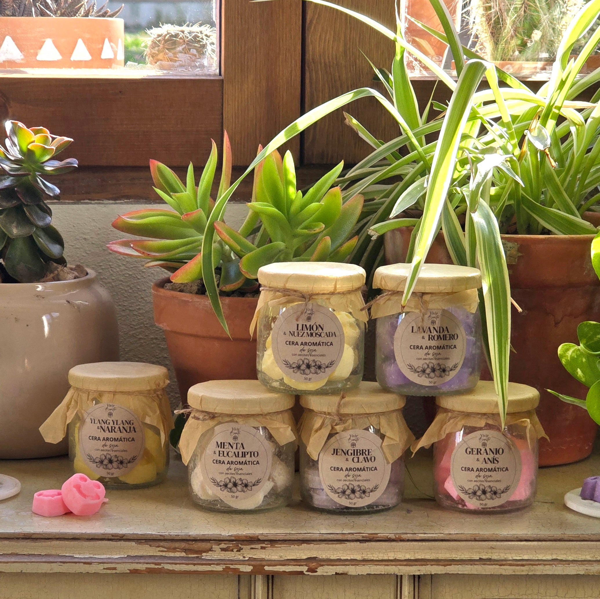 Cera aromática de soja · Geranio & Anís · 50 gr