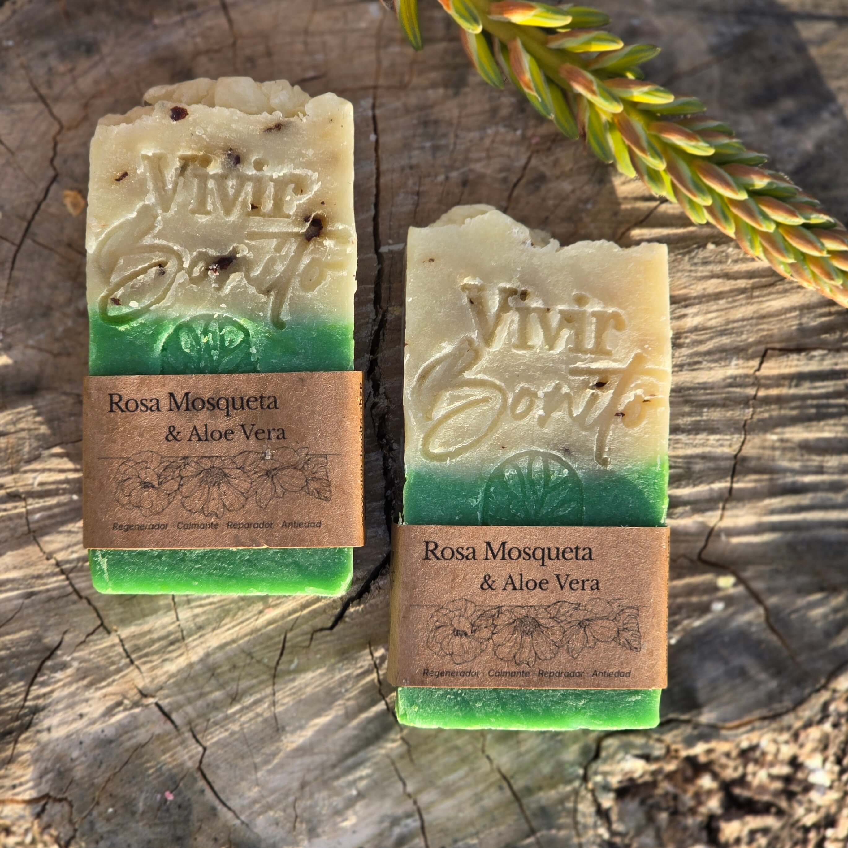 Jabón Natural Artesano · Rosa Mosqueta & Aloe Vera · 100 gr