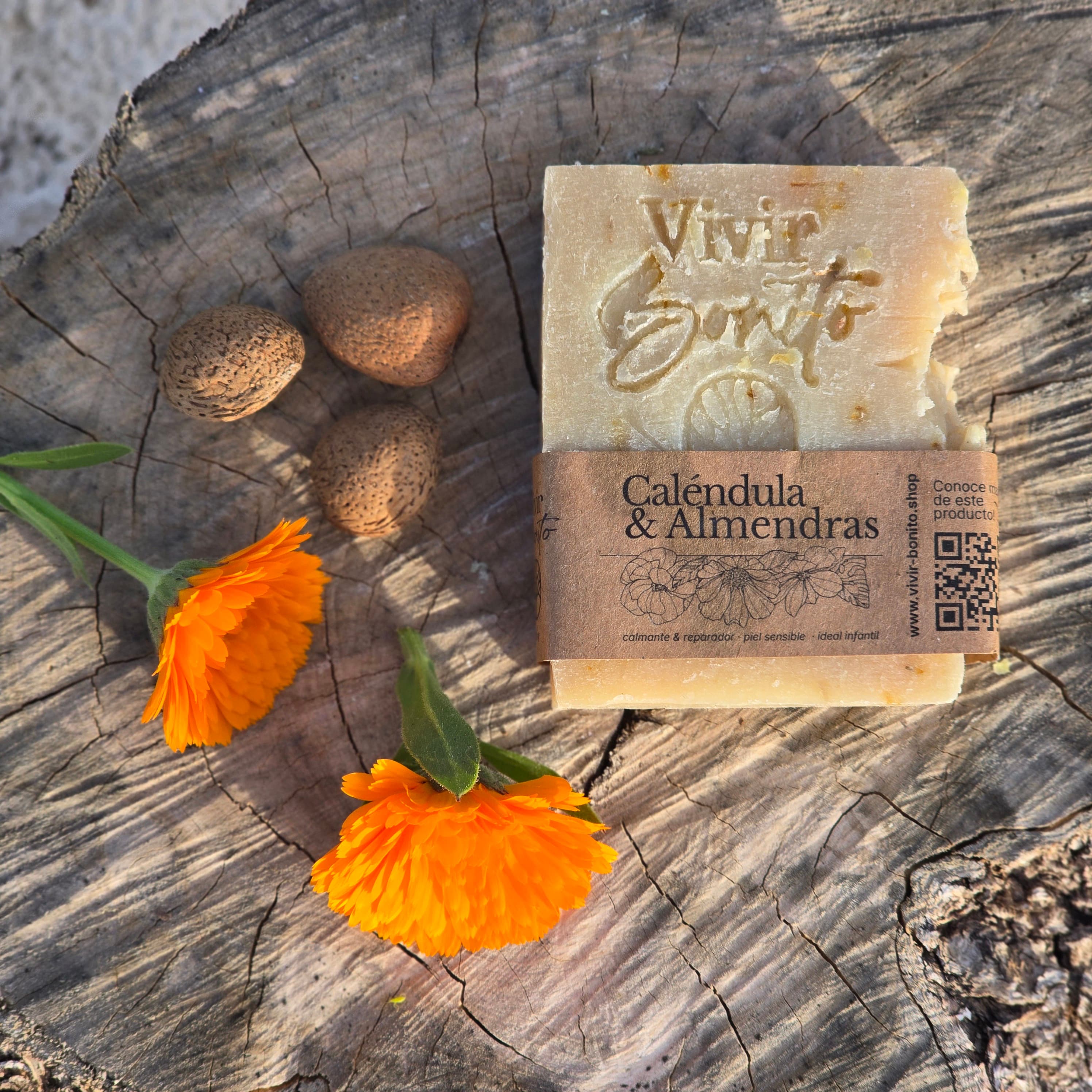 Jabón Natural Artesano · Caléndula & Almendras · 100 gr