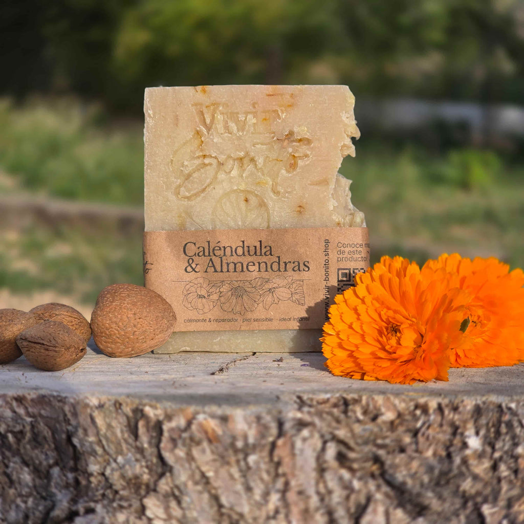 Jabón Natural Artesano · Caléndula & Almendras · 100 gr