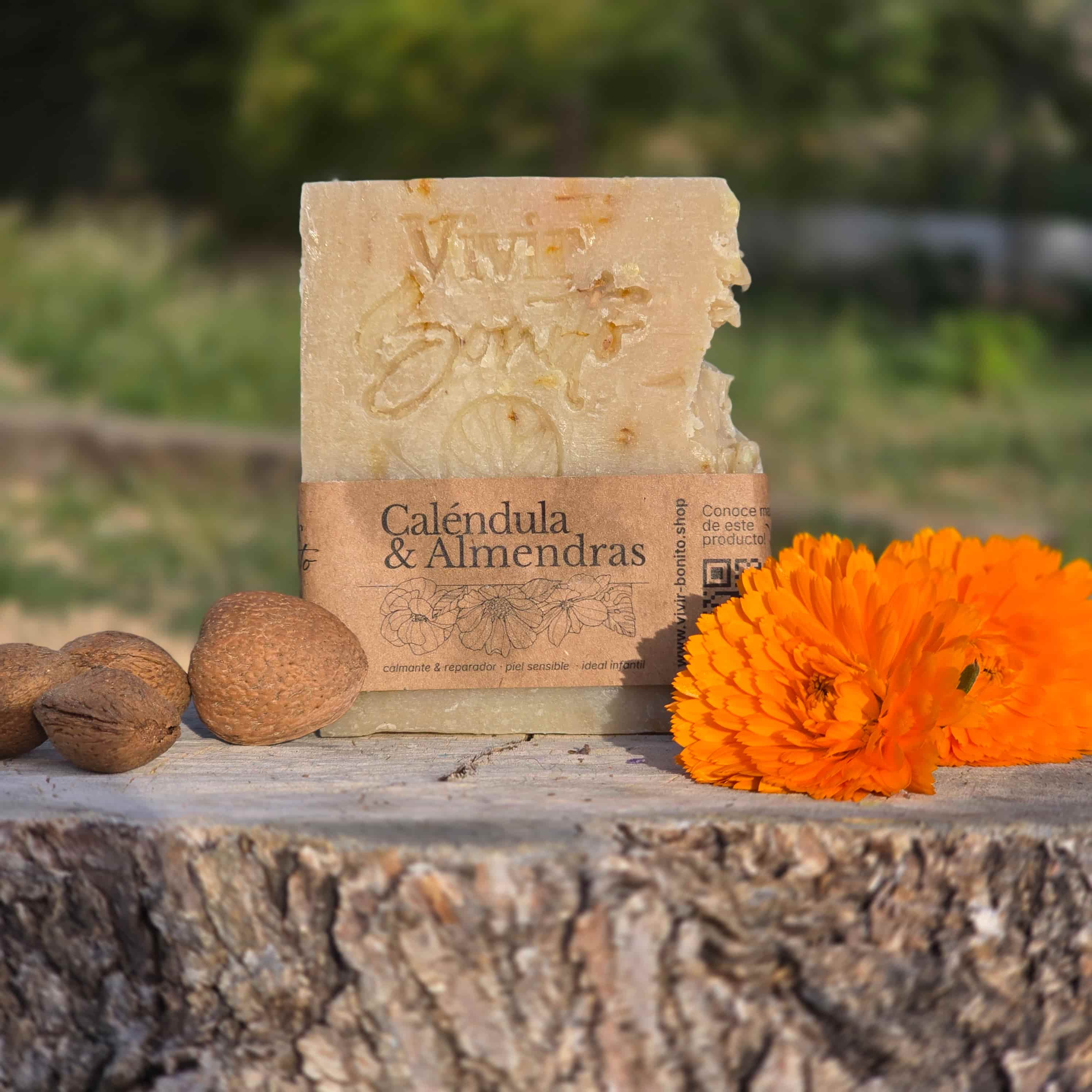 Jabón Natural Artesano · Caléndula & Almendras · 100 gr