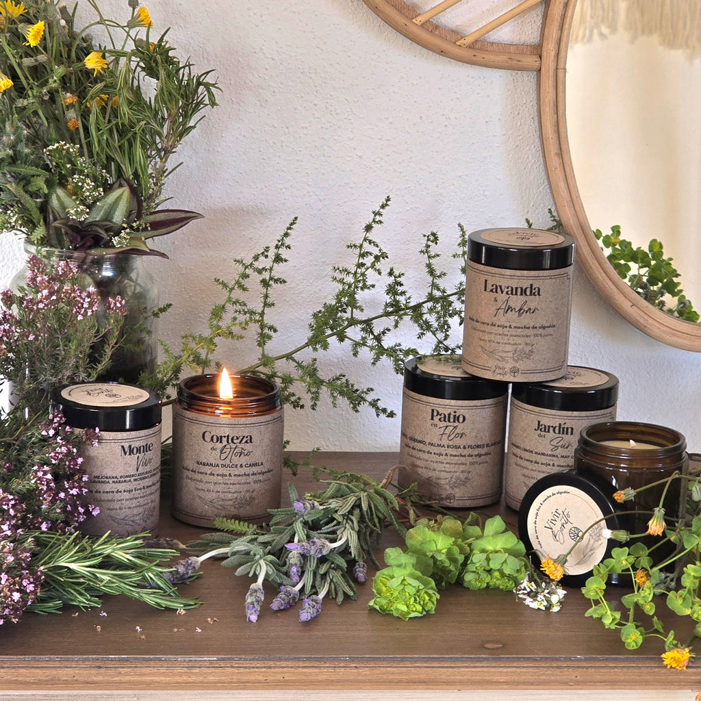 Vela de soja Eco · Lavanda & Ámbar · 180g