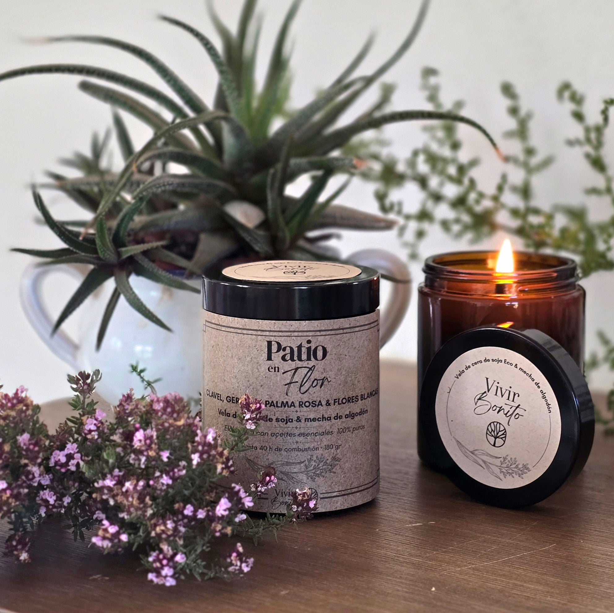 Vela de soja Eco · Patio en Flor · 180g