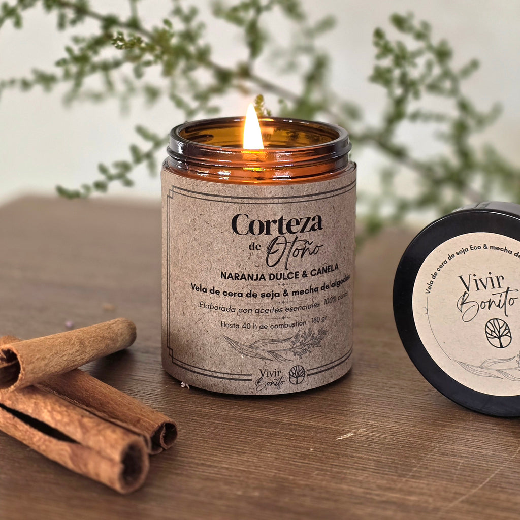 Vela de soja Eco · Corteza de Otoño · 180g