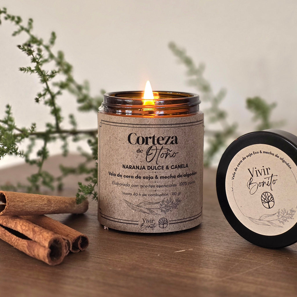 Vela de soja Eco · Corteza de Otoño · 180g