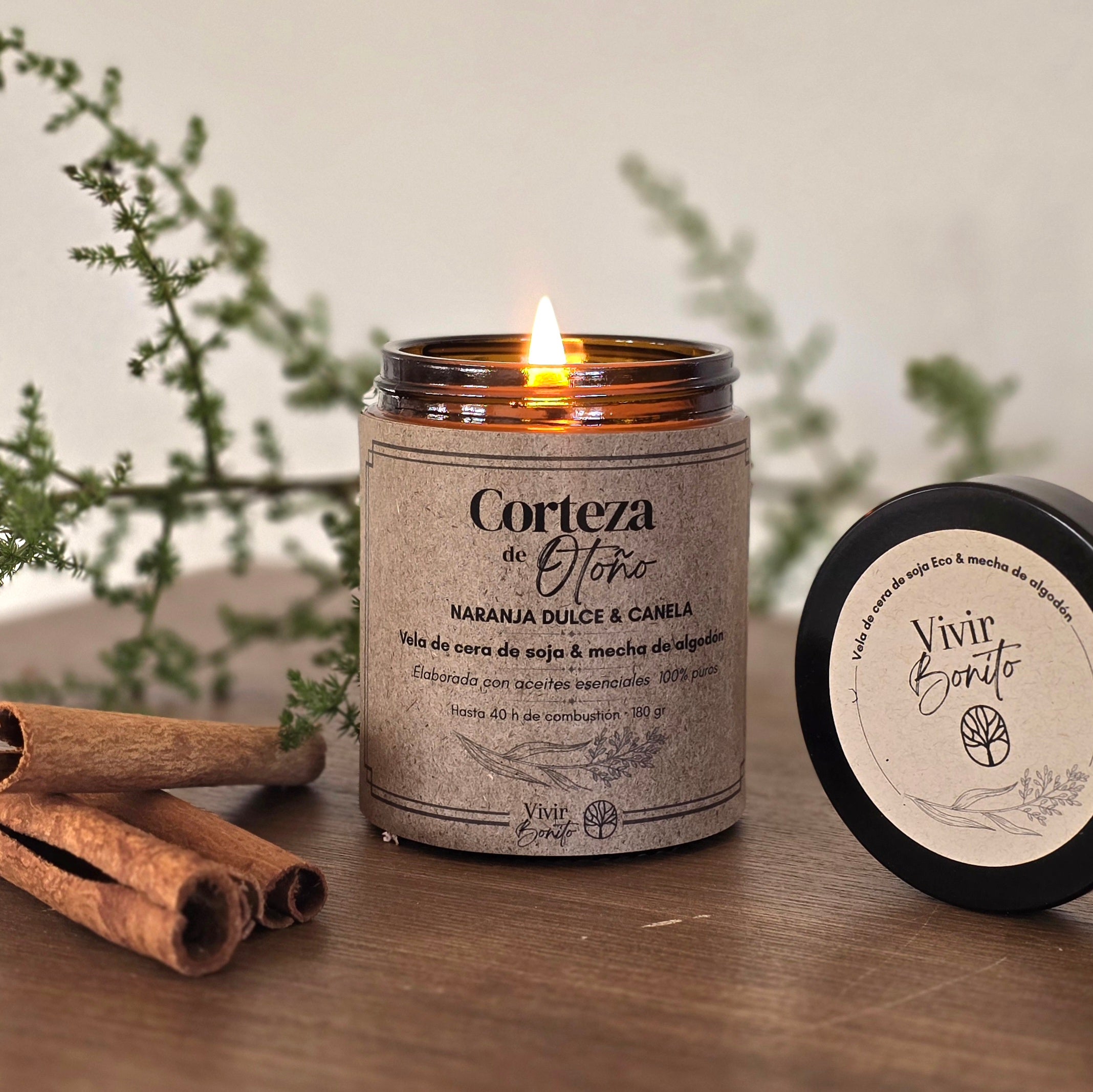 Vela de soja Eco · Corteza de Otoño · 180g